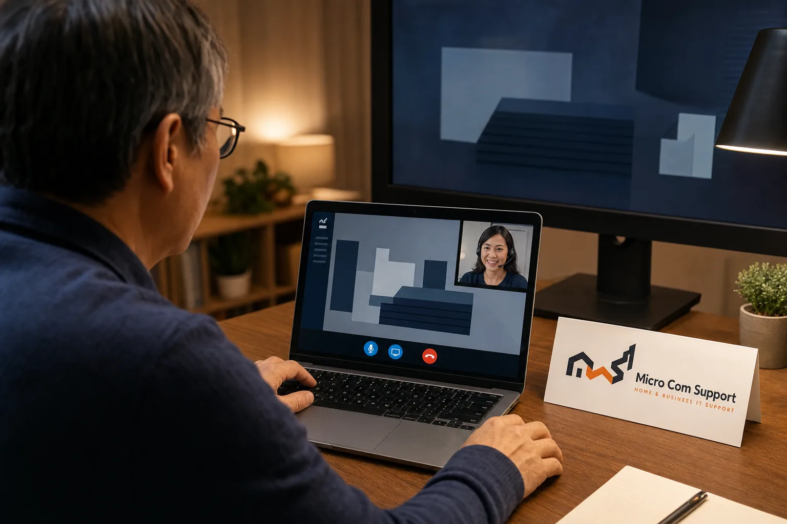 Customer and support specialist beginning a secure, permission-based remote support session