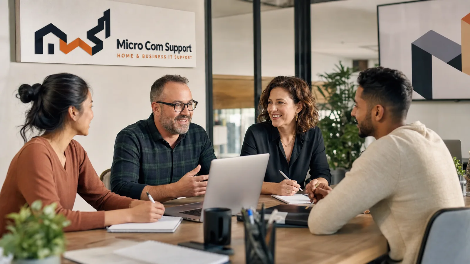 Diverse support team collaborating